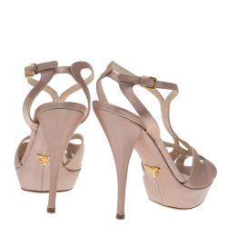 Pre Owned Prada Beige Satin T Strap Platform Sandals Size 40
