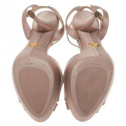 Pre Owned Prada Beige Satin T Strap Platform Sandals Size 40