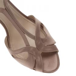 Pre Owned Prada Beige Satin T Strap Platform Sandals Size 40