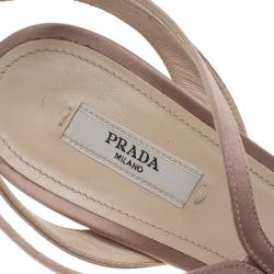 Pre Owned Prada Beige Satin T Strap Platform Sandals Size 40