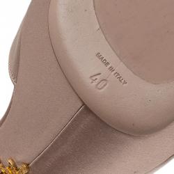 Pre Owned Prada Beige Satin T Strap Platform Sandals Size 40