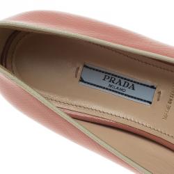Pre Owned Prada Blush Pink Saffiano Smoking Slippers Size 38.5
