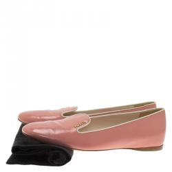 Pre Owned Prada Blush Pink Saffiano Smoking Slippers Size 38.5
