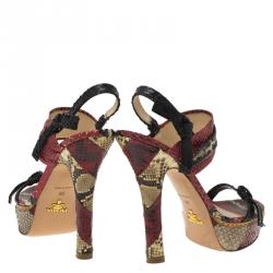 Prada Red Python Bow Platform Sandals Size 36