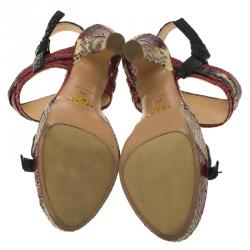 Prada Red Python Bow Platform Sandals Size 36