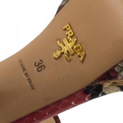 Prada Red Python Bow Platform Sandals Size 36