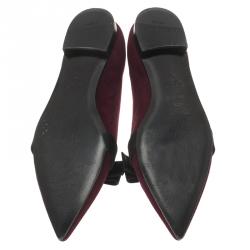 Pre Owned Prada Burgundy Suede Pointed Bow Ballet Flats Size 37