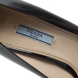 Pre Owned Prada Black Patent Platform Pumps Size 40