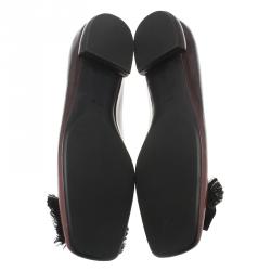 Pre Owned Prada Burgundy Patent Bow Ballet Flats Size 39.5