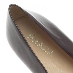 Pre Owned Prada Burgundy Patent Bow Ballet Flats Size 39.5
