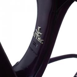 Pre Owned Prada Purple Leather Ankle Strap Platform Sandals Size 39.5