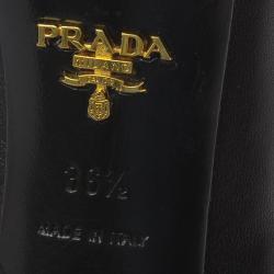 Pre Owned Prada Black Shirred Leather Platform Ankle Boots Size 36.5