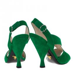 Prada Green Suede Criss Cross Open Toe Sandals Size 36.5
