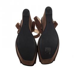Prada Brown Suede Ankle Strap Platform Wedge Sandals Size 39