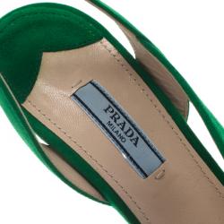 Pre Owned Prada Green Suede Jeweled Ankle Strap Sandals Size 39