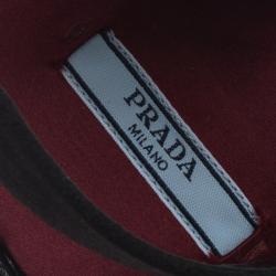 Pre Owned Prada TriColor Satin Merlot and Poppy Dual Platform Ankle Strap Sandals Size 39