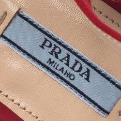 Prada Red Cutout Suede Block Heel Platform Slingback Sandals Size 39