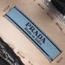 Pre Owned Prada Multicolor Woven Leather Strappy Pumps Size 39