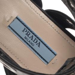 Prada Black Leather Grommet Embellished Gladiator Sandals Size 36.5