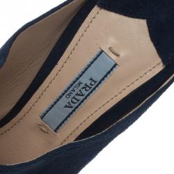 Prada Blue Suede Peep Toe Mules Size 37