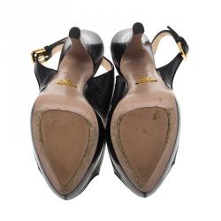 Prada Black Leather Open Toe Slingback Sandals Size 36