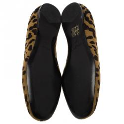 Pre Owned Prada Leopard Print Calf Hair Smoking Slippers Size 39