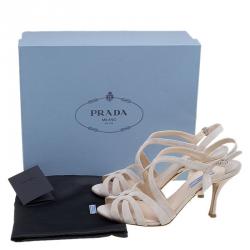 Pre Owned Prada Cream Suede Strappy Sandals Size 38.5