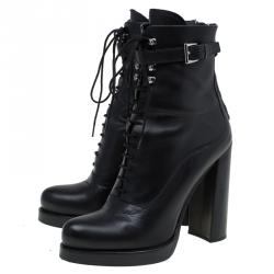 boots combat heel prada leather block