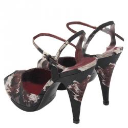 Prada Tricolor Floral Print Canvas Sandals Size 38
