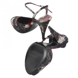 Prada Tricolor Floral Print Canvas Sandals Size 38