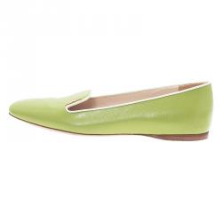 Pre Owned Prada Green Patent Saffiano Smoking Slippers Size 37