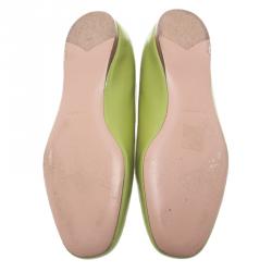 Pre Owned Prada Green Patent Saffiano Smoking Slippers Size 37