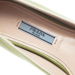 Pre Owned Prada Green Patent Saffiano Smoking Slippers Size 37