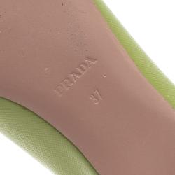 Pre Owned Prada Green Patent Saffiano Smoking Slippers Size 37
