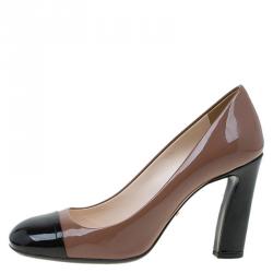 Pre Owned Prada Two Tone Patent Cap Toe Pumps Size 36