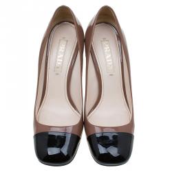 Pre Owned Prada Two Tone Patent Cap Toe Pumps Size 36
