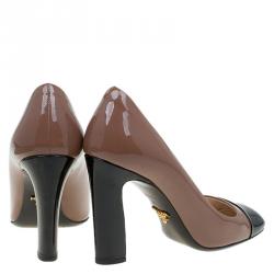 Pre Owned Prada Two Tone Patent Cap Toe Pumps Size 36