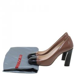 Pre Owned Prada Two Tone Patent Cap Toe Pumps Size 36