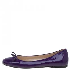 Pre Owned Prada Violet Patent Bow Ballet Flats Size 39