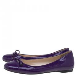 Pre Owned Prada Violet Patent Bow Ballet Flats Size 39