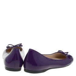 Pre Owned Prada Violet Patent Bow Ballet Flats Size 39