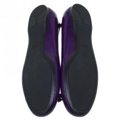 Pre Owned Prada Violet Patent Bow Ballet Flats Size 39