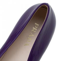 Pre Owned Prada Violet Patent Bow Ballet Flats Size 39