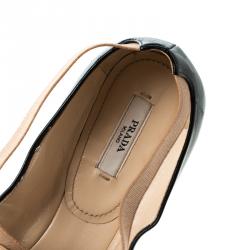 Pre Owned Prada Black Leather Elastic Strap Ballet Flats Size 39