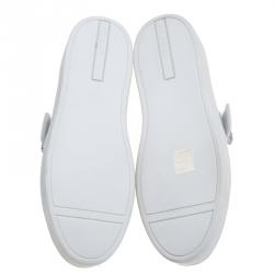 Pre Owned Prada White Crystal Embellished Leather Velcro Sneakers Size 40