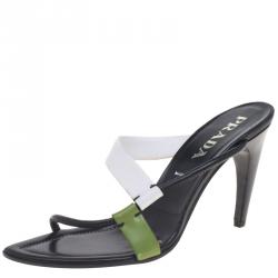 Prada Multicolor Leather Strappy Slides Size 40.5