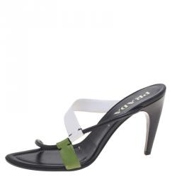 Prada Multicolor Leather Strappy Slides Size 40.5