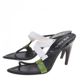 Prada Multicolor Leather Strappy Slides Size 40.5