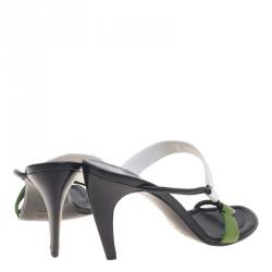 Prada Multicolor Leather Strappy Slides Size 40.5