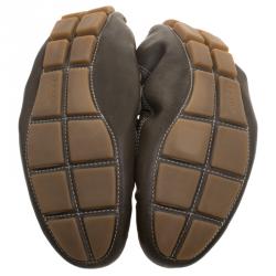 Pre Owned Prada Olive Green Leather Scrunch Loafers Size 39